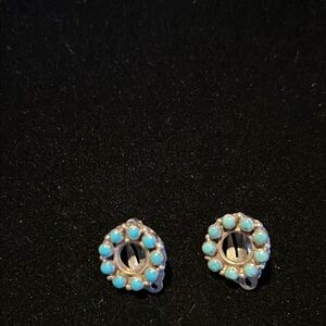 Native American sterling silver/turquoise CLIP ON earrings.